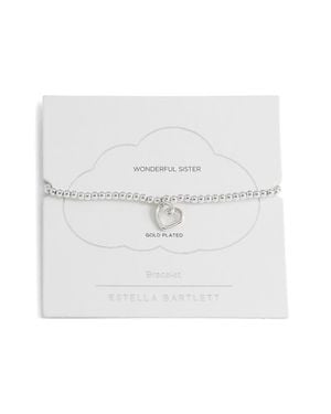 Estella Bartlett Heart Beaded Stretch Bracelet - White