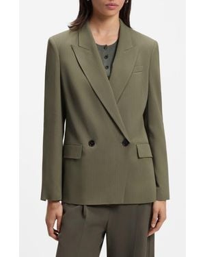 BOSS Jaleto Pinstripe Double Breasted Blazer - Green