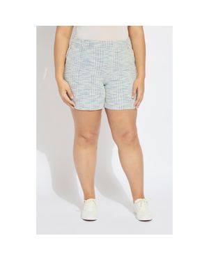 Lyssé Lily Pull-On Mid Thigh Summer Tweed Shorts - Blue