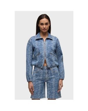 Hudson Jeans Cropped Zip Up Jacket - Blue