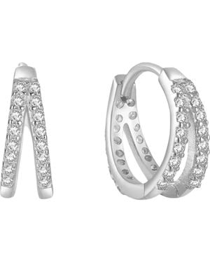 BEN ONI Doube Cz Huggie Hoop Earrings - Metallic