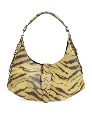 Ganni Small Kat Zebra Print Shoulder Bag - Green
