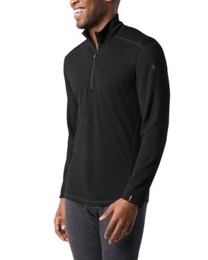 Smartwool Classic Thermal Merino Base Layer Quarter Zip Pullover - Black