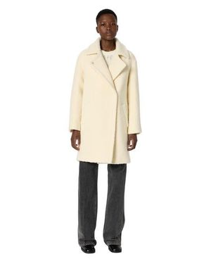 Gerard Darel Maiwenn Bouclé Mid-Length Coat - Natural