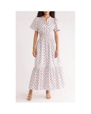 Sugarlips Lara Floral Print A-Line Dress - Purple