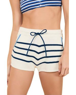 Solid & Striped The Louisa Tie Waist Sweater Shorts - Blue