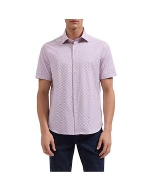Bugatchi Miles Ooohcotton Floral Short Sleeve Button-Up Shirt - Purple