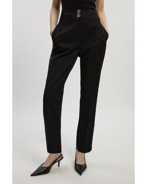Karen Millen Petite Textured Straight Leg Pants - Black