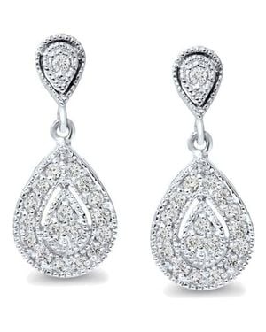 Bliss Diamond 1/2Ct Diamond Pear Shape Dangle Earrings 5/8 Tall Screw Back - Blue