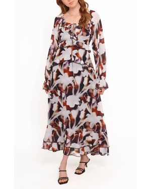 Petal & Pup Kasey Floral Print Long Sleeve Maxi Dress - White