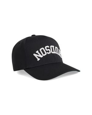 Hudson Jeans Embroidered Reverse Logo Snapback Ball Cap - Black