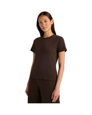Haven Well Within Organic Cotton Rib Knit Short Sleeve Tee - Brown