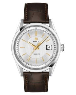 Tissot Visodate Leather Strap Watch, 39Mm - Black
