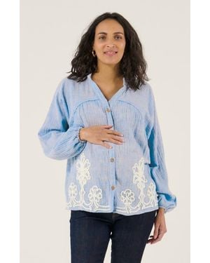 Cache Coeur Maternity And Nursing Blouse Sarah - Blue