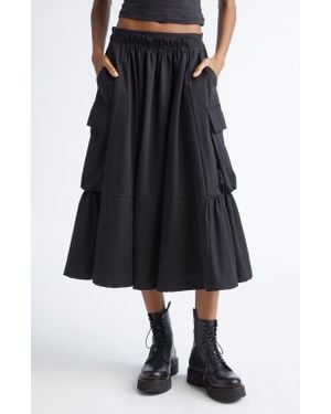R13 Gathered Cargo Midi Skirt - Black