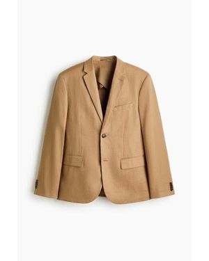 H&M Slim Fit Linen Jacket - Natural