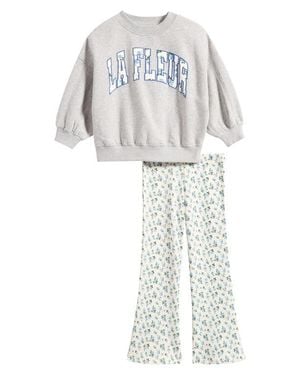 Next Kids' Ditsy Sweatshirt & Floral Flare Leggings Set - White