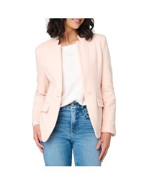 Gibsonlook Inverted Notch Collar Cotton Blend Knit Blazer - White