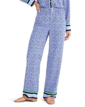 NIC+ZOE Lenox Mosaic Print Wide Leg Pants - Blue