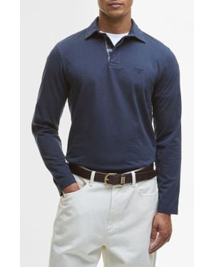 Barbour Margrove Tailored Fit Long Sleeve Cotton Polo - Blue