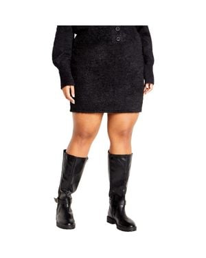 City Chic Ivanna Sweater Skirt - Black