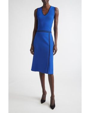 St. John Vanna Roma Crepe Knit Sleeveless Midi Dress - Blue