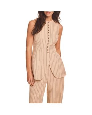 Mint Velvet Pinstripe Longline Waistcoat - Natural