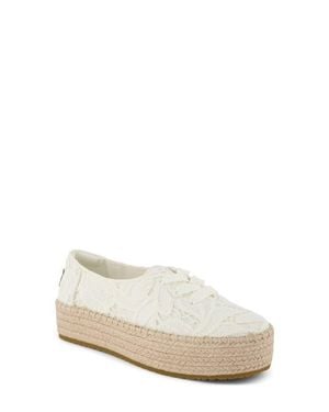 TOMS Valencia Lace-Up Platform Espadrille - White