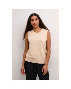 Kaffe Kalizza Round Neck Sleeveless Pullover - Natural