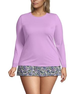 Lands' End Sunshade Upf 50 Long Sleeve Rash Guard Swim Tee - Purple