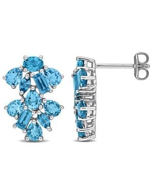 Julianna B Gemstone Floral Cluster Drop Earrings - Blue
