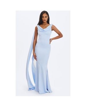 Miss Circle Eira Cowl Scarf-Detail Mermaid Maxi Dress - Blue