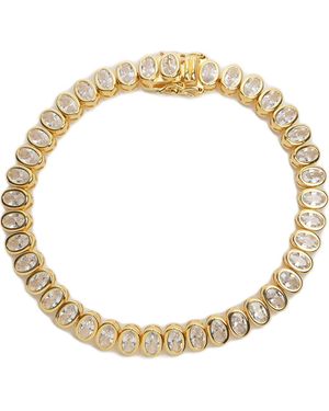 Argento Vivo Sterling Silver Oval Cubic Zirconia Line Bracelet - Metallic