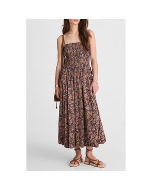 Madewell Paisley Smocked Bubble Hem Maxi Dress - Brown