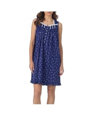 Eileen West Sleeveless Cotton Jersey Nightgown - Blue