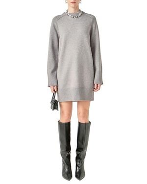 English Factory Crew Sweater Dress - Gray