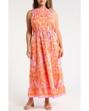 Sugarlips Kimana Floral Cotton Maxi Dress - Orange