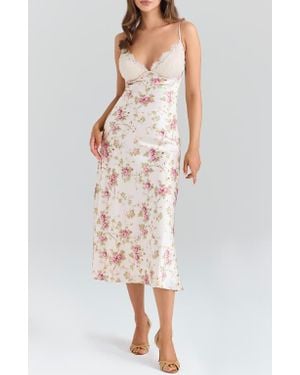 House Of Cb Felicity Bias Cut Satin Midi Dress - White