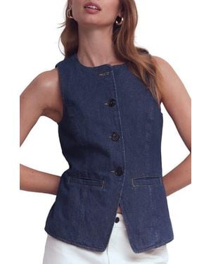 Boden Cotton Denim Vest - Blue