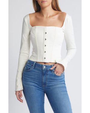 Mistress Rocks Long Sleeve Cotton Corset Top - White