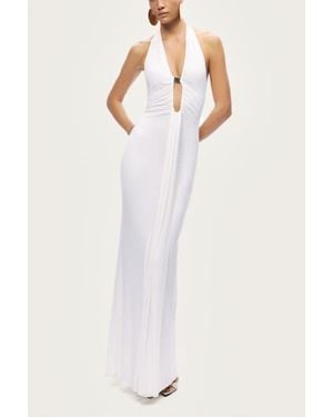 Nocturne Halter Neck Cut-Out Maxi Dress - White