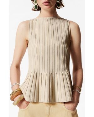 & Other Stories Sleeveless Peplum Rib Top - Natural