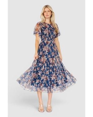 Baltic Born Mara Embroidered Tulle Dress - Blue