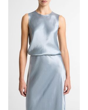 Vince Scallop-Detail Satin Shell - Blue