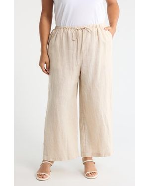 Caslon Wide Leg Crop Linen Pants - Natural