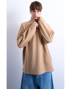 TOPMAN Heavyweight Oversize Quarter Zip Sweatshirt - Blue