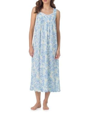 Eileen West Floral Knit Ballet Nightgown - Blue