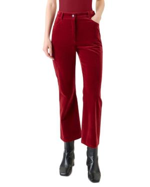 Akris Punto Cali Stretch Velveteen Crop Bootcut Pants - Red