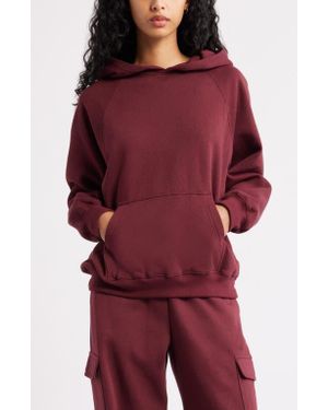 BP. Fleece Detail Oversize Raglan Hoodie - Red
