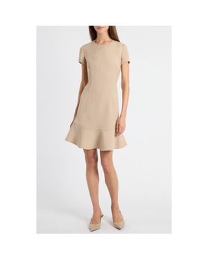 Santorelli Moira Soft Stretch Crepe Cap Sleeve Flounce Dress - Natural